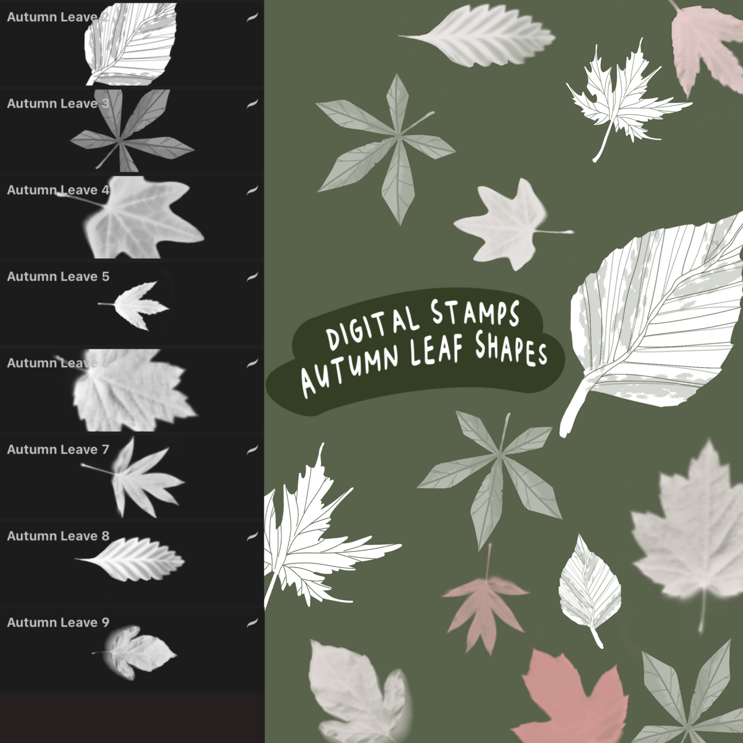 Digital Leaf Brushes [21 stamps]