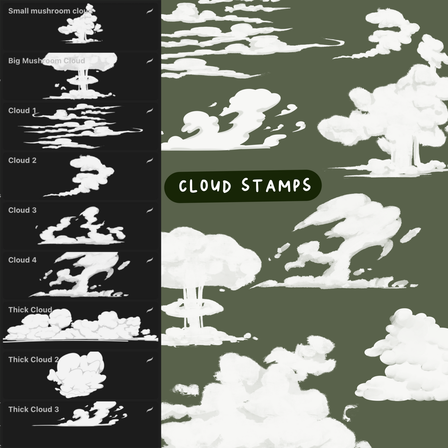 Digital Cloud & Smoke Brushes [23 stamps]