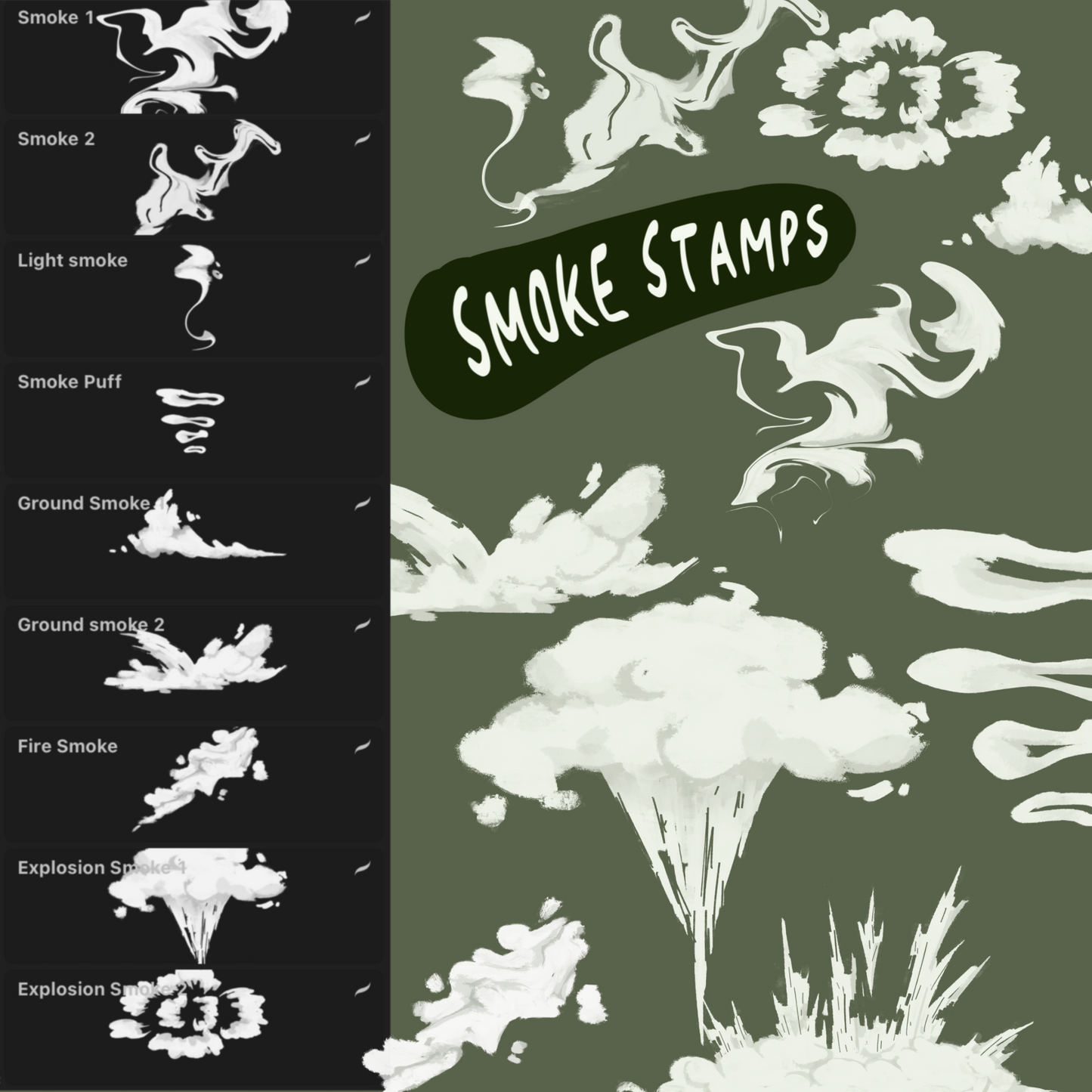 Digital Cloud & Smoke Brushes [23 stamps]